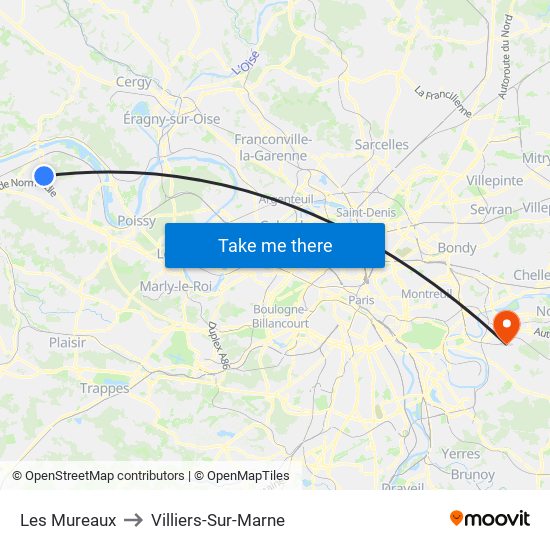Les Mureaux to Villiers-Sur-Marne map