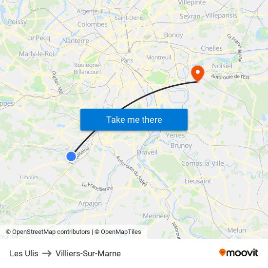 Les Ulis to Villiers-Sur-Marne map