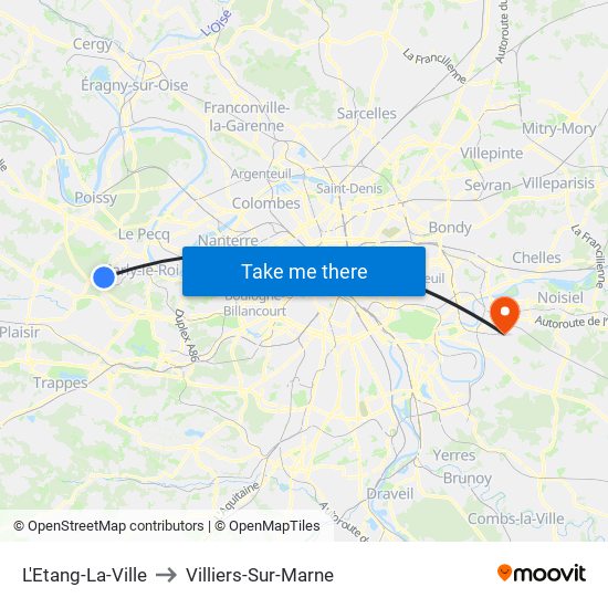 L'Etang-La-Ville to Villiers-Sur-Marne map
