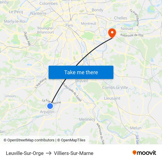 Leuville-Sur-Orge to Villiers-Sur-Marne map