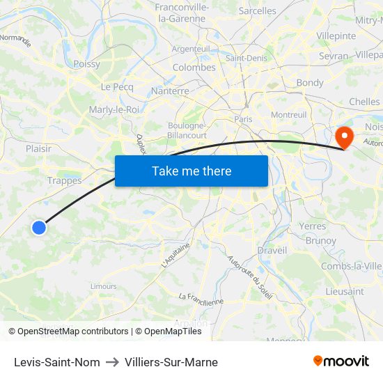 Levis-Saint-Nom to Villiers-Sur-Marne map