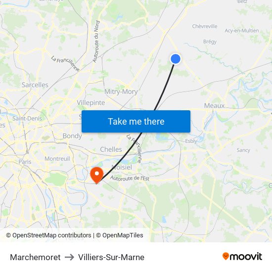 Marchemoret to Villiers-Sur-Marne map