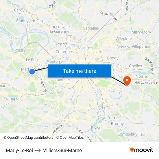 Marly-Le-Roi to Villiers-Sur-Marne map