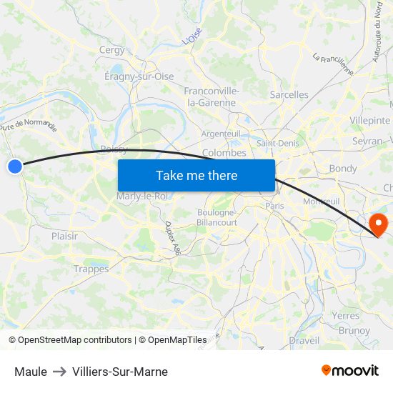 Maule to Villiers-Sur-Marne map