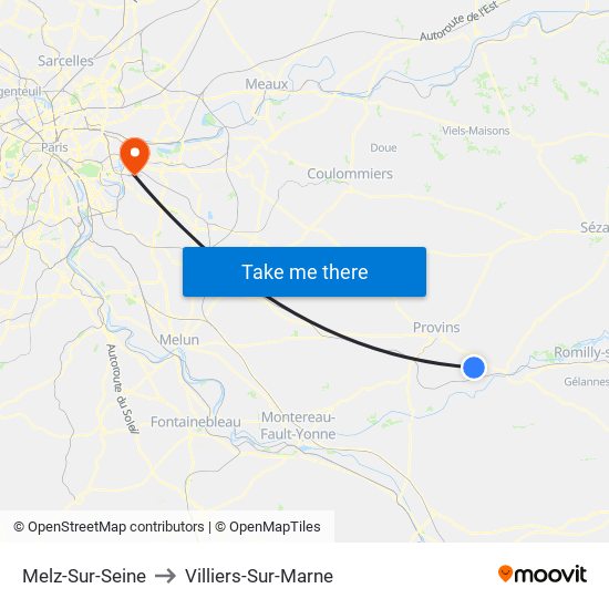 Melz-Sur-Seine to Villiers-Sur-Marne map