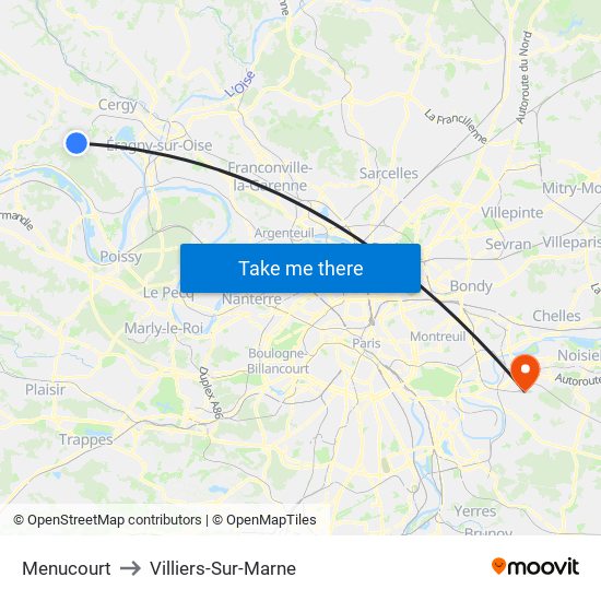 Menucourt to Villiers-Sur-Marne map