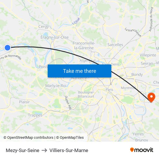 Mezy-Sur-Seine to Villiers-Sur-Marne map