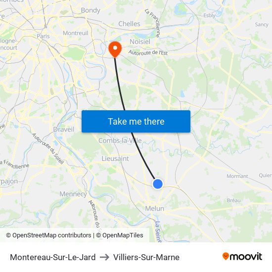 Montereau-Sur-Le-Jard to Villiers-Sur-Marne map