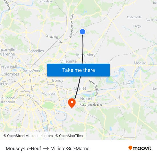 Moussy-Le-Neuf to Villiers-Sur-Marne map