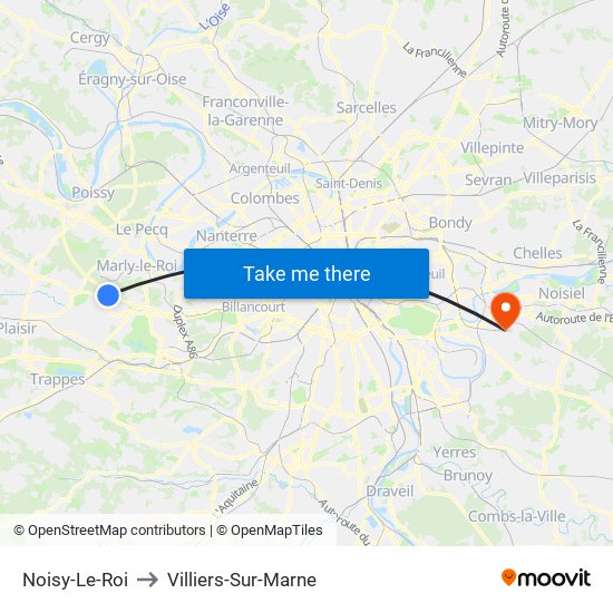 Noisy-Le-Roi to Villiers-Sur-Marne map
