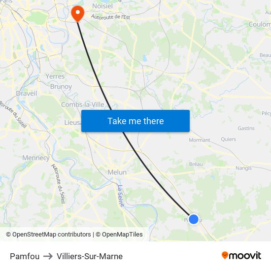 Pamfou to Villiers-Sur-Marne map