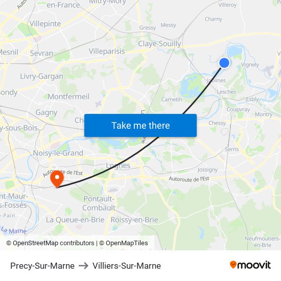 Precy-Sur-Marne to Villiers-Sur-Marne map