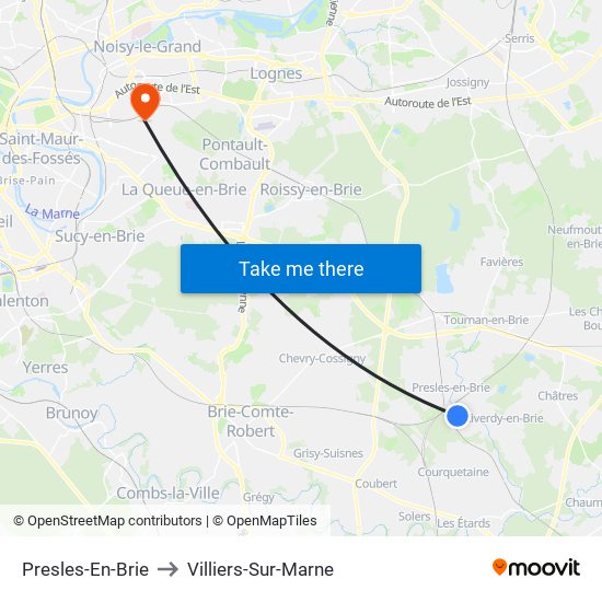 Presles-En-Brie to Villiers-Sur-Marne map
