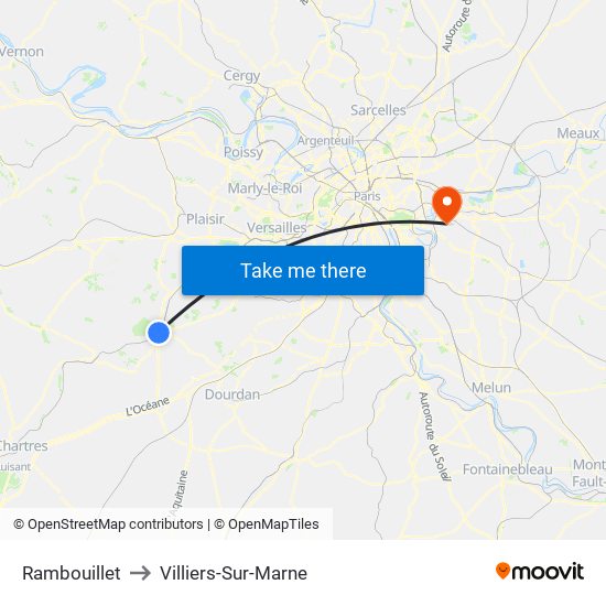 Rambouillet to Villiers-Sur-Marne map