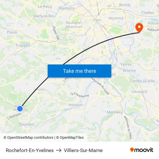 Rochefort-En-Yvelines to Villiers-Sur-Marne map