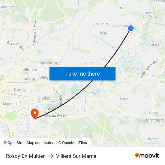 Rosoy-En-Multien to Villiers-Sur-Marne map