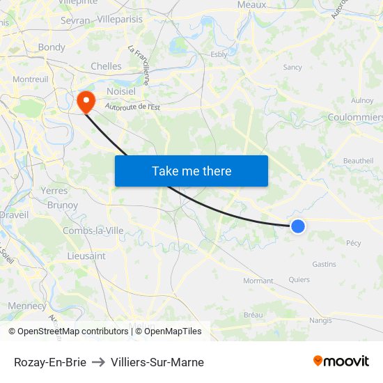 Rozay-En-Brie to Villiers-Sur-Marne map