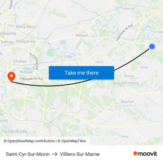 Saint-Cyr-Sur-Morin to Villiers-Sur-Marne map