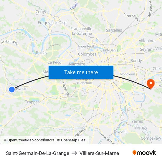 Saint-Germain-De-La-Grange to Villiers-Sur-Marne map