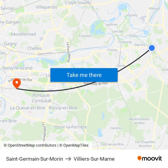 Saint-Germain-Sur-Morin to Villiers-Sur-Marne map