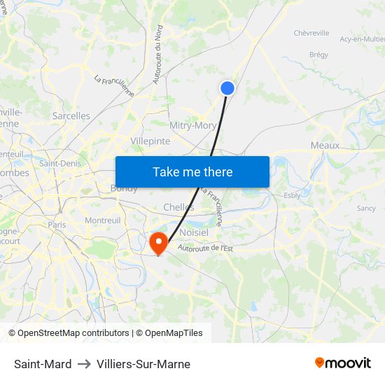 Saint-Mard to Villiers-Sur-Marne map