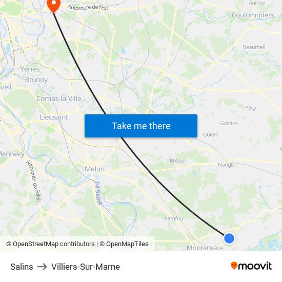 Salins to Villiers-Sur-Marne map