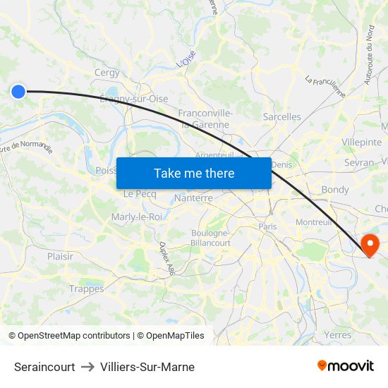Seraincourt to Villiers-Sur-Marne map