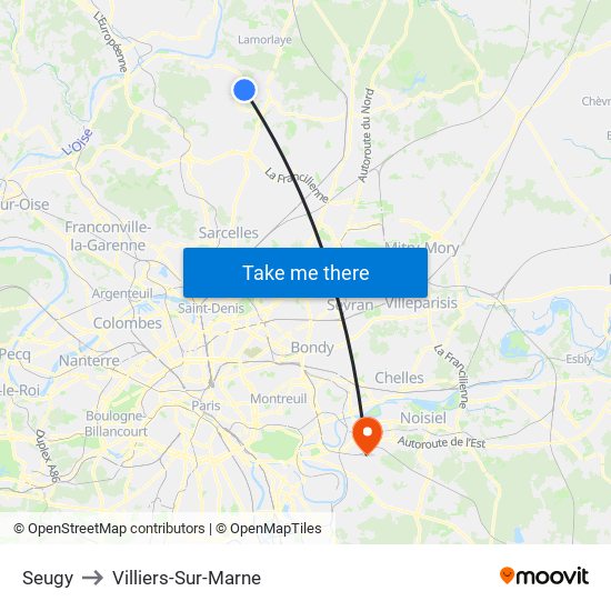 Seugy to Villiers-Sur-Marne map