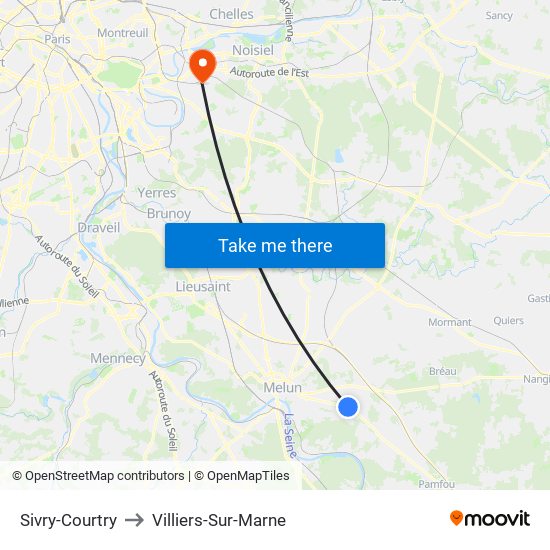 Sivry-Courtry to Villiers-Sur-Marne map