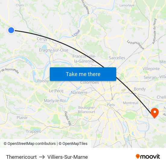 Themericourt to Villiers-Sur-Marne map