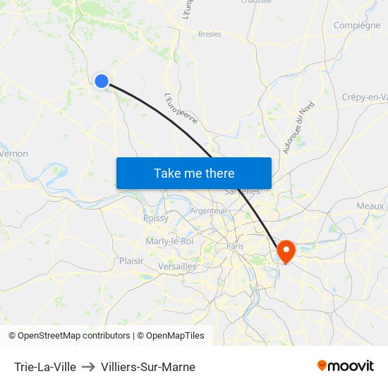 Trie-La-Ville to Villiers-Sur-Marne map