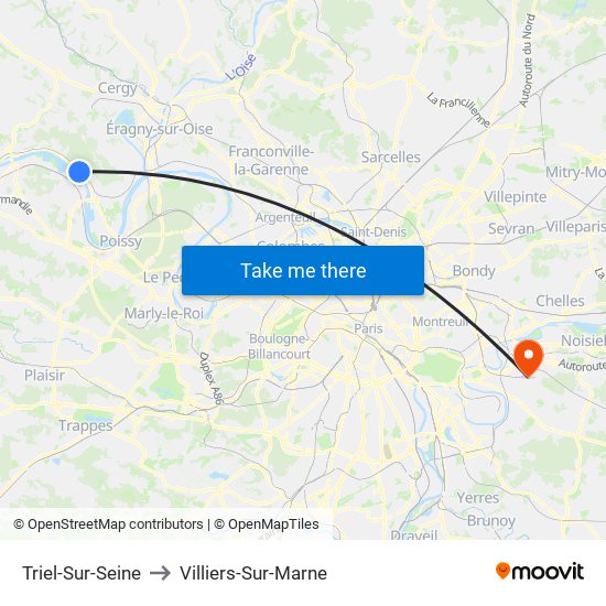 Triel-Sur-Seine to Villiers-Sur-Marne map