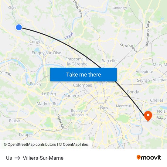 Us to Villiers-Sur-Marne map