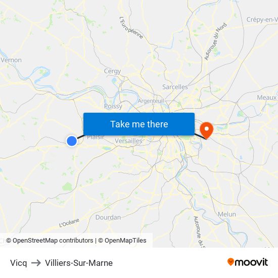 Vicq to Villiers-Sur-Marne map