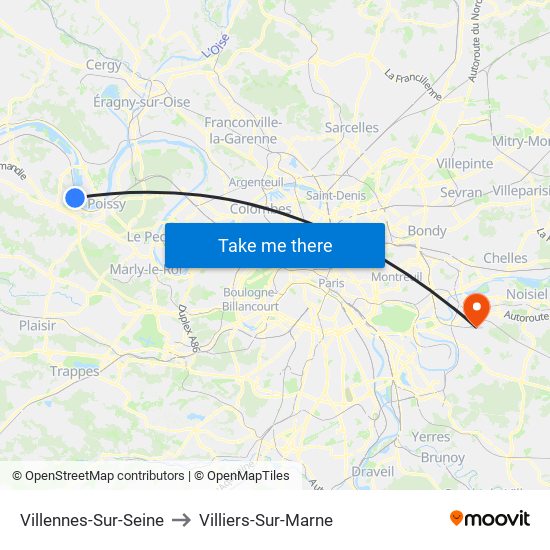 Villennes-Sur-Seine to Villiers-Sur-Marne map