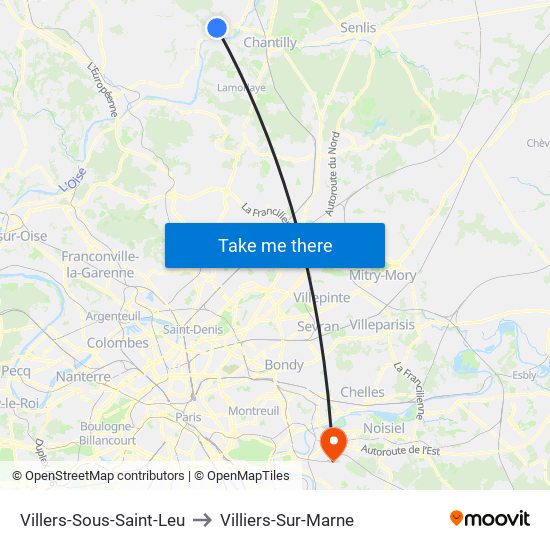 Villers-Sous-Saint-Leu to Villiers-Sur-Marne map