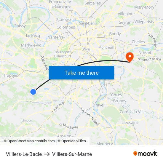 Villiers-Le-Bacle to Villiers-Sur-Marne map