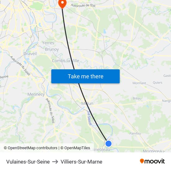 Vulaines-Sur-Seine to Villiers-Sur-Marne map