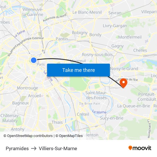 Pyramides to Villiers-Sur-Marne map