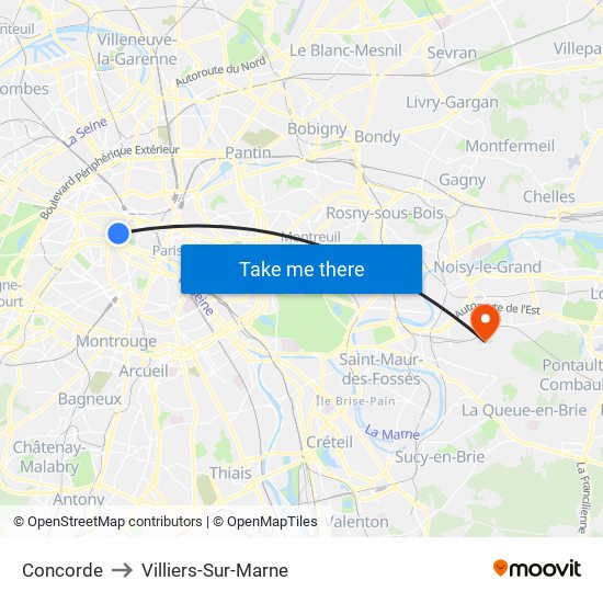 Concorde to Villiers-Sur-Marne map