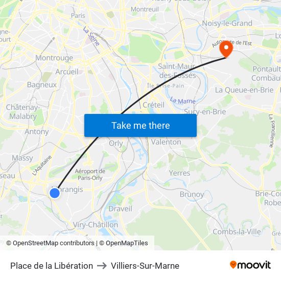 Place de la Libération to Villiers-Sur-Marne map