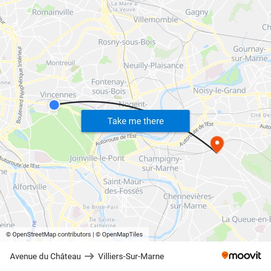 Avenue du Château to Villiers-Sur-Marne map