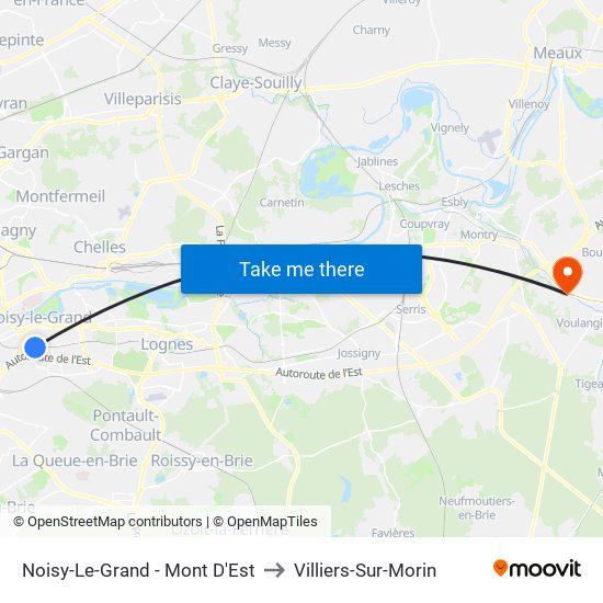 Noisy-Le-Grand - Mont D'Est to Villiers-Sur-Morin map