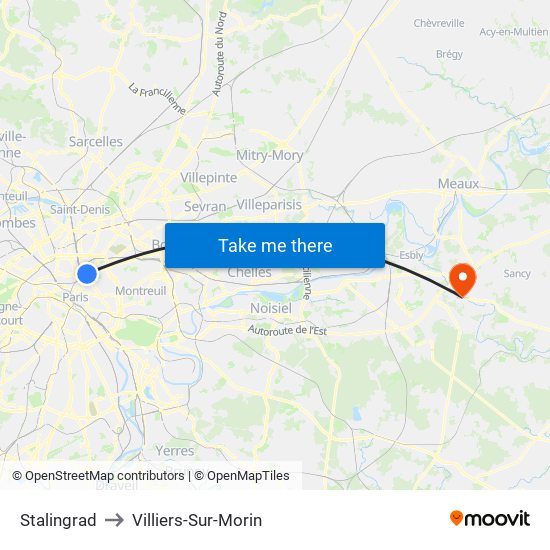 Stalingrad to Villiers-Sur-Morin map