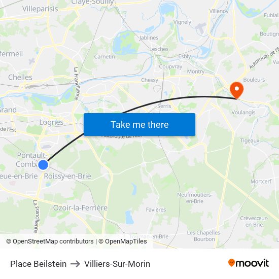 Place Beilstein to Villiers-Sur-Morin map