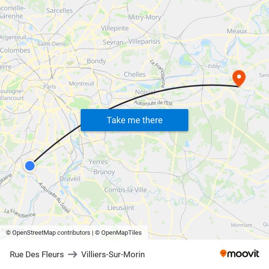 Rue Des Fleurs to Villiers-Sur-Morin map