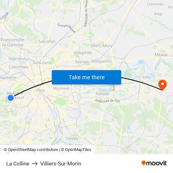 La Colline to Villiers-Sur-Morin map