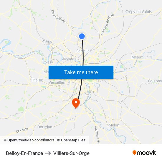 Belloy-En-France to Villiers-Sur-Orge map