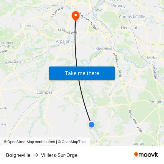 Boigneville to Villiers-Sur-Orge map