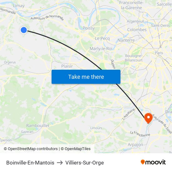 Boinville-En-Mantois to Villiers-Sur-Orge map